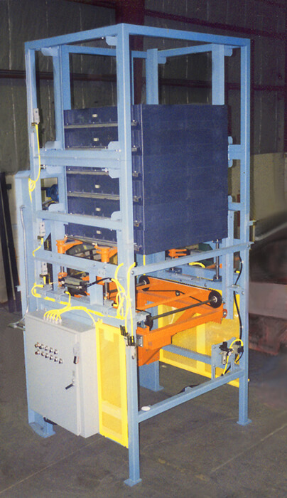 Machine that can Collect and Dispense plastic pallets.