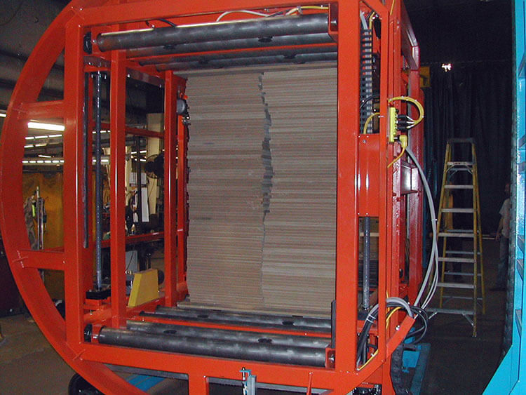 Product Rollover Inverted Ready-To-Assemble Furniture Components Conveyed in & out on Slave Boards 2,000# Loads