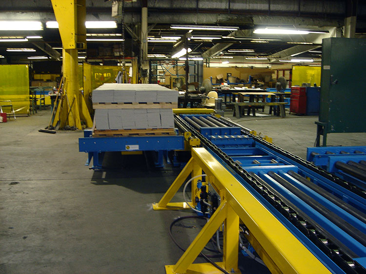 Roller Conveyor & Chain Transfer to Handle (7) Tons of Cement Board Siding